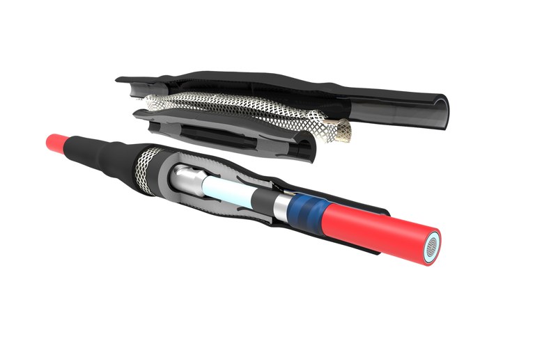 Empalme compacto todo en uno REPL en corte, con su conector mecánico bimetálico incorporado
